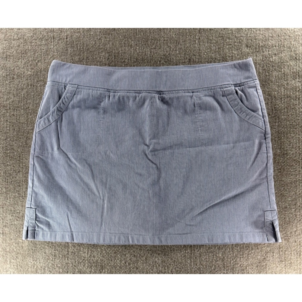 Crown & Ivy Blue White Striped Corduroy Skort Womens 16 Pull On Mini Skirt
